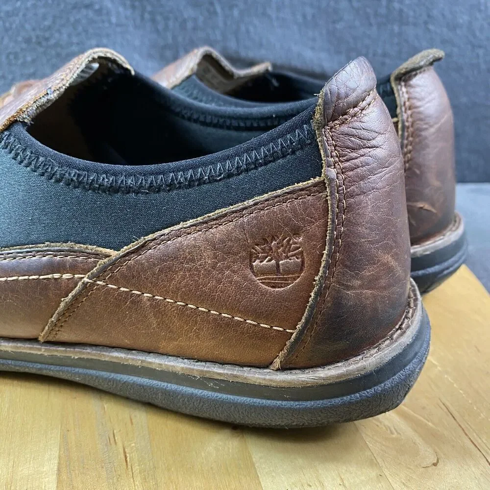 Timberland Richmont Slip On Shoes Brown Burnished Leather Mens Comfort Size 10.5